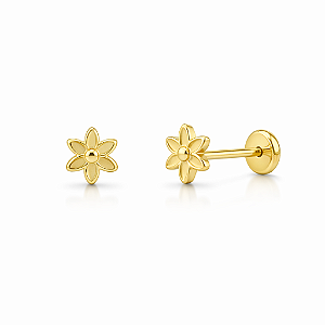 Brinco Infantil Margarida Florzinha Folheado Ouro 18k Delicado Tarraxa Baby
