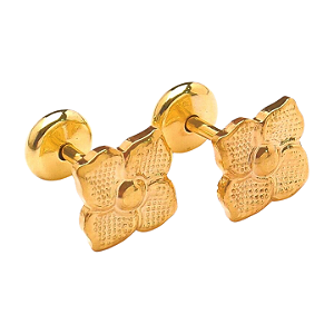 Brinco Baby Flor Craquelada Folheada a Ouro