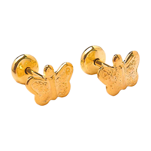 Brinco Baby Borboleta Folheado a Ouro