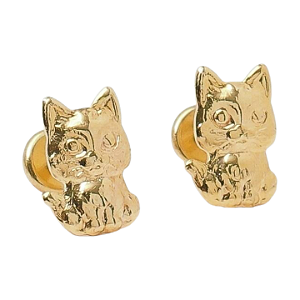 Brinco Baby Gato Folheado a Ouro