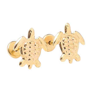 Brinco Baby Tartaruga Folheado a Ouro