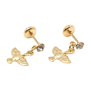 Brinco Baby Espirito Santo Com Pedra 2,5mm Folheado a Ouro