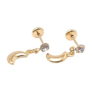Brinco Baby Meia Lua com Pedra 2,5mm Folheado a Ouro