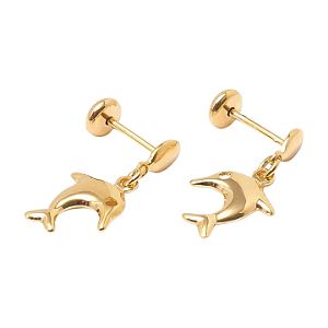 Brinco Golfinho com Argolinha Folheado a Ouro