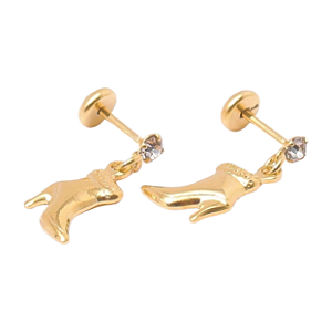 Brinco Bota com Argolinha Folheada a Ouro