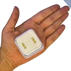 Brinco Baby 4 Corações Reto Diamantado Folheado a Ouro