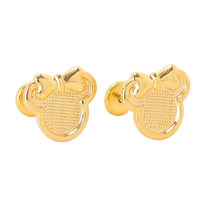 Brinco Face Ratinha com Laço Folheado a Ouro