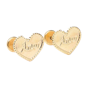 Brinco Coração Amor Folheado a Ouro