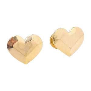 Brinco Coração Sextavado Liso Folheado a Ouro