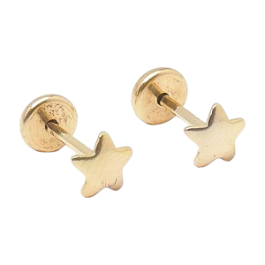 Brinco Estrela Abaulada Folheado a Ouro