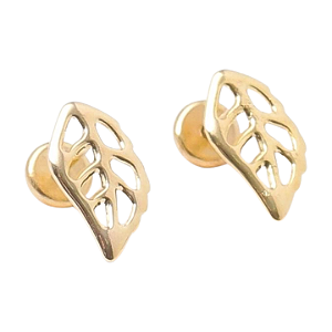 Brinco Folha Vazada Folheado a Ouro