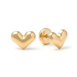 Brinco Baby Coração Mini Gordinho Folheado a Ouro