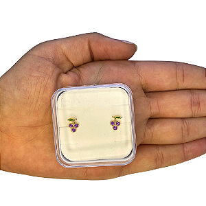 Brinco Baby Uva com Resina Folheado a Ouro