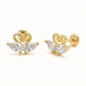 Brinco Baby Cisne Folheado a Ouro 18k