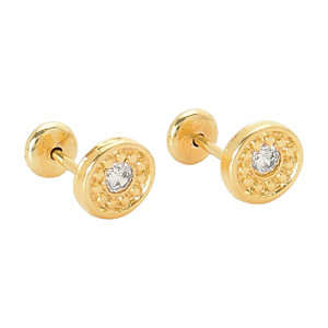 Brinco Baby Redondinho Zircônia Folheado a Ouro