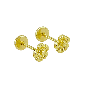 Brinco Baby Florzinha Mini Folheado a Ouro