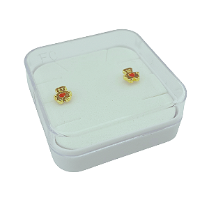 Brinco Baby Ursinho Resina Folheado a Ouro