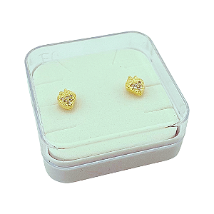 Brinco Baby Morango Cravejado Folheado a Ouro