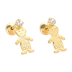 Brinco Baby Menino com Pedra 2,5mm Folheado a Ouro