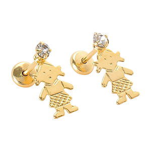 Brinco Baby Menina com Pedra 2,5mm Folheado a Ouro