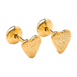 Brinco Baby Coração Fosco Folheado a Ouro
