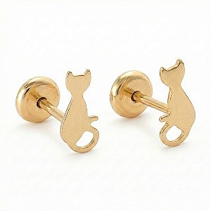 Brinco Baby Gatinho Folheado a Ouro
