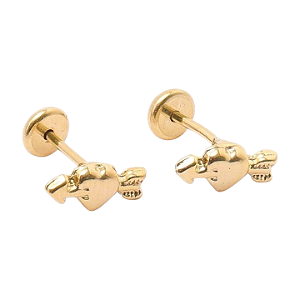 Brinco Baby Coração Flechado Folheado a Ouro