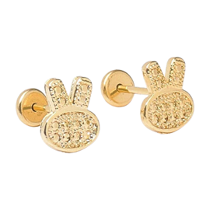 Brinco Baby Face Coelho Folheado a Ouro