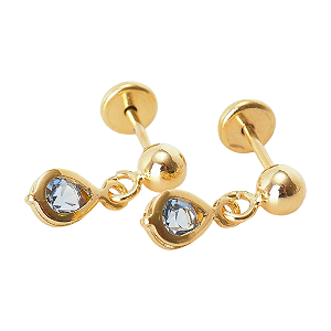 Brinco Baby Bolinha Gota 3mm Folheado a Ouro