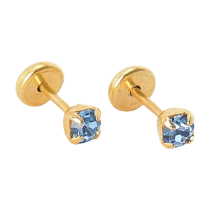 Brinco Baby Pedra 2mm Redondo Folheado a Ouro