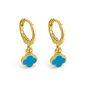 Brinco Argolinha Trevo Folheado a Ouro