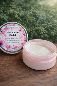 Hidratante Facial Natural com Aloe Vera, Rosa Mosqueta, D-Pantenol e Ácido Hialurônico