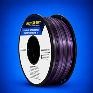 Filamento 3D PLA SILK DUOCOLOR 1,75mm Masterprint 1Kg - ROXO/PRETO