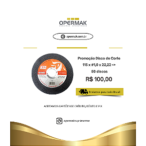 Disco de Corte 115 x 1,0 mm - Kit com 50