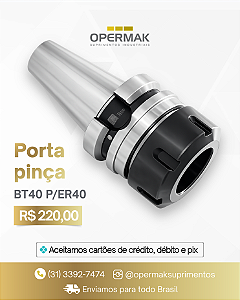 Porta Pinça BT40 para ER40 Fresadoras