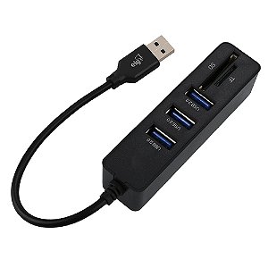 Adaptador Hub USB-A 2.0, 5 em 1 com Leitor SD/TF, Transferência 480Mbps, Preto, HUB51SD-V2, ELG