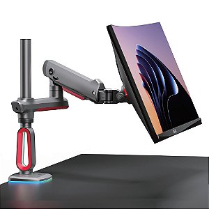 Suporte Ergonômico Articulado Gamer RGB de Mesa, Monitor 32" a 60", Pistão a Gás, Suporta até 20kg, Preto, SGM04, ELG