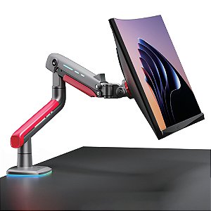 Suporte Ergonômico Articulado Gamer RGB de Mesa, Monitor 32" a 60", Pistão a Gás, Suporta até 20kg, Preto, SGM02, ELG