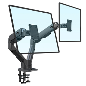 Suporte Multiarticulado com Pistão, 2 Monitores 27" a 34", Suporte Até 16kg por Monitor, Preto, F5162B, ELG