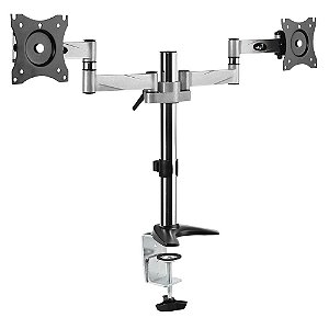 Suporte Ergonômico Tipo Torre Multiarticulado de Mesa, Para 2 Monitor 14" a 27", Suporta 8kg por Tela, Preto, F50D, ELG