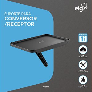 Suporte Prateleira para TV Universal ELG ACE08S 18cm Até 6kg, Organizador para Conversor, Alexa, Receptor e Acessórios, Preto