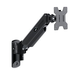 Suporte Ergonômico Articulado de Parede, Monitor 17" a 34", Pistão a Gás, Giro 360°, Suporta até 9kg, Preto, F410, ELG