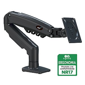 Suporte Ergonômico de Mesa, Para Monitor 17" a 35", Pistão a Gás, Suporte Até 9kg, Cinza, F80N, ELG