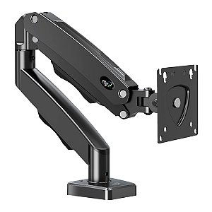 Suporte Ergonômico de Mesa para Monitor 17" a 35", Pistão a Gás, Suporte Até 9kg, VESA 75-100, Preto, F80N, ELG