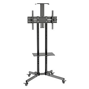 Suporte Pedestal Móvel para TV, 32" a 75", Suporte Até 50kg, Altura Ajustável, Inclinação, Rodízios, Preto, A06V6_S, ELG