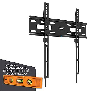 Suporte Fixo de Parede para TV, 32" a 77", Trava Automática, Nível Bolha, Suporte Até 50kg, Preto, FIX400, ELG