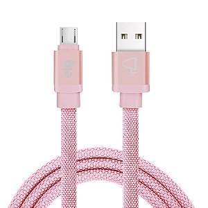 Cabo Micro USB, Sincronização e Recarga 12W 2.4A, Tecido Reforçado, 1 metro, Rosa, CNV510PK, ELG
