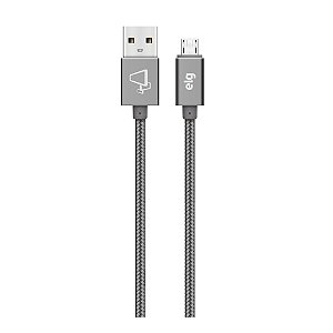 Cabo Micro USB, Sincronização e Recarga 12W 2.4A, Nylon Trançado Reforçado, 1 metro, Cinza, M510BY, ELG