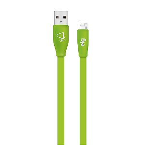 Cabo Micro USB, Sincronização e Recarga 12W 2.4A, Flat Emborrachado Ultra Flexível, 1 metro, Verde, L510VD, ELG