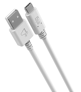 Cabo USB Tipo-C, Sincronização e Carregamento Rápido 15W 3A, Ultra Flexível, 1 metro, Branco, TCUSBE, ELG